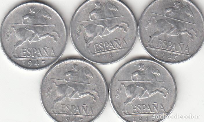 Monedas Franco: FRANCO: 5 CENTIMOS 1945 ( 5 MONEDAS ) - Foto 1