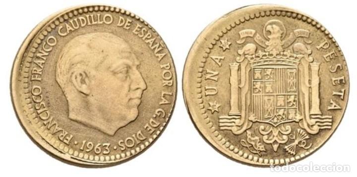 Monedas Franco: 1 Peseta con Error de Acu&ntilde;aci&oacute;n - Foto 1