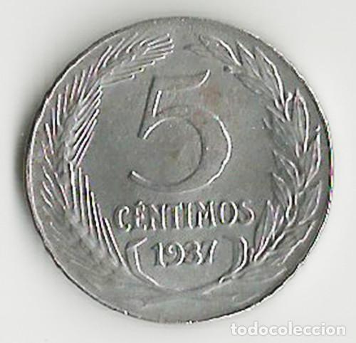 Monedas Franco: ESPA&Ntilde;A - 5 CENTIMOS -1937 - NO CIRCULADA - Foto 2