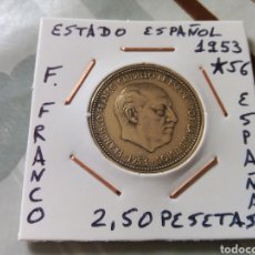 Monedas Franco: MONEDA 2,50 PESETAS ESTADO ESPAÑOL 1953 ESTRELLA 56 MBC ENCARTONADA. Lote 314425538