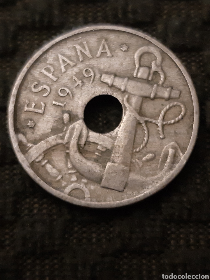 Monnaies Franco: 50 CENTIMOS 1949 CON DEFECTO AGUJERO