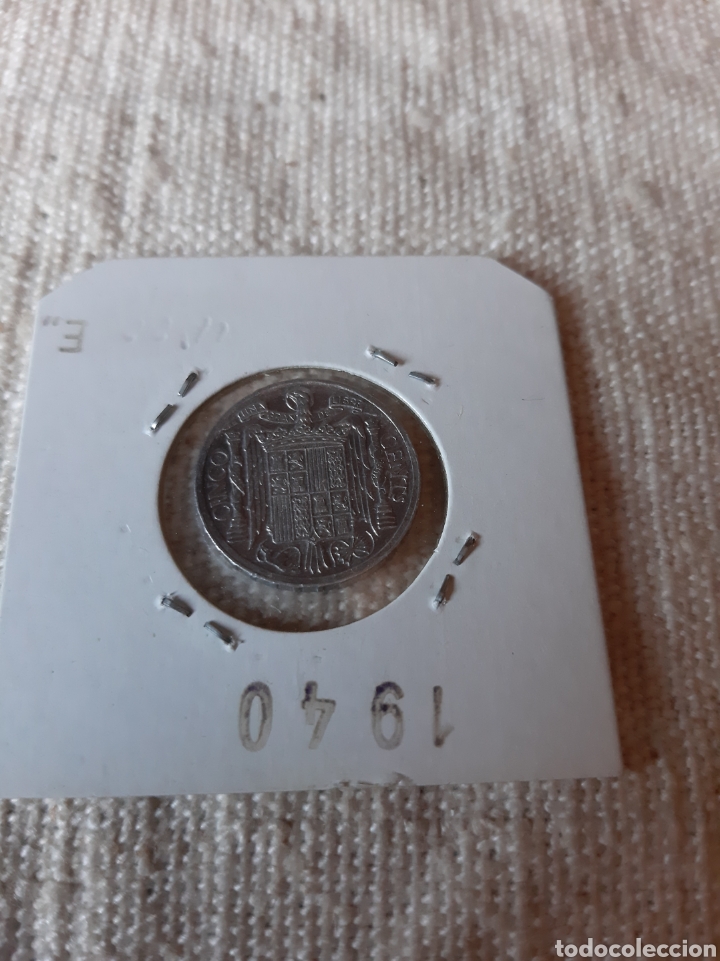 Monedas Franco: 1940 S&Iacute;N CIRCULAR 5 C&Eacute;NTIMOS ALUMINIO CABALLITO PLUS ULTRA - Foto 2