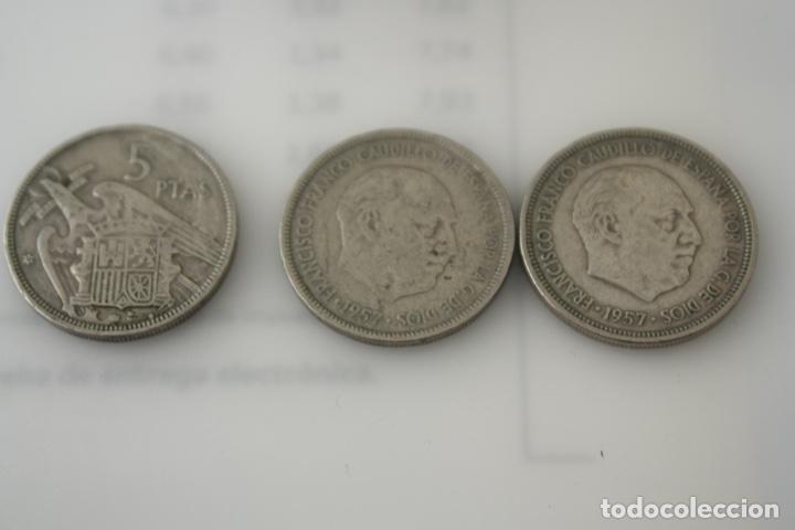 M&uuml;nzen unter Franco: 3 MONEDAs 5 PESETAS 1957 * 59 SEGUN FOTO