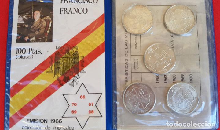 Monedas Franco: COLECCION MONEDAS FRANCO 100 PESETAS PLATA 1966 ESTRELLAS 66 67 68 69 PALO CURBO 70 - Foto 2 - 205141017
