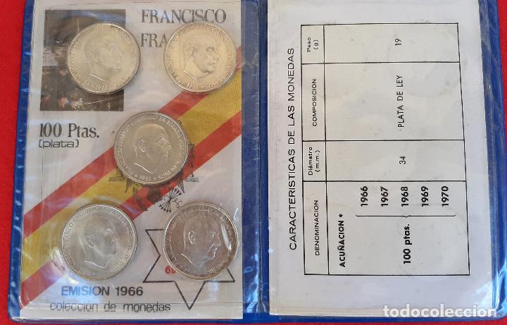 Monedas Franco: COLECCION MONEDAS FRANCO 100 PESETAS PLATA 1966 ESTRELLAS 66 67 68 69 PALO CURBO 70 - Foto 1 - 205141017