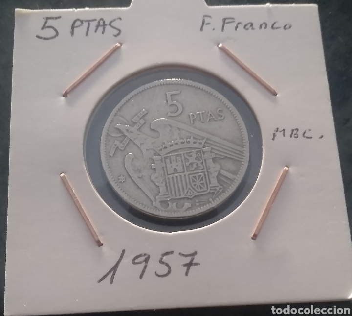 M&uuml;nzen unter Franco: *ERROR* 5 pesetas 1957*? Dos alas. posible*59
