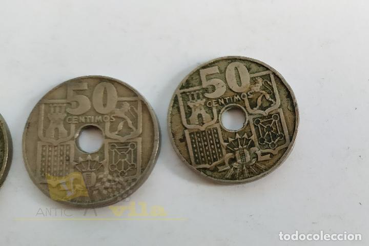 Monedas Franco: 3 Monedas de 50 C&eacute;ntimos - 1949 - Foto 2
