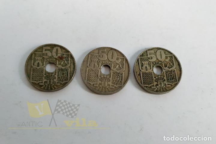 Monedas Franco: 3 Monedas de 50 C&eacute;ntimos - 1949 - Foto 4