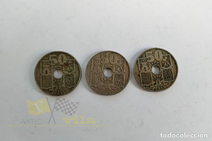 Monedas Franco: 3 Monedas de 50 C&eacute;ntimos - 1949 - Foto 1