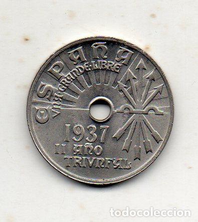 Monedas Franco: Franco. 25 C&eacute;ntimos. A&ntilde;o 1937. Sin Circular. - Foto 2