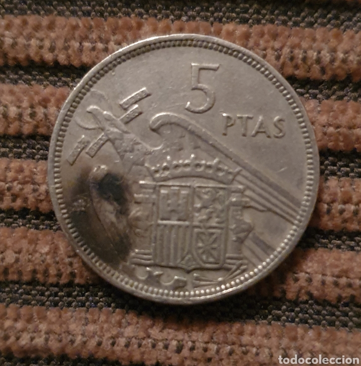 Monedas Franco: Moneda de 5 pesetas Espa&ntilde;a 1957 - Foto 2