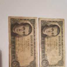 Monedas Franco: 2 BILLETES DE 5 PTAS. DE 1951.. Lote 217329031