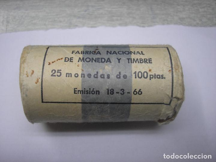 CARTUCHO ORIGINAL CON 25 MONEDAS DE 100 PESETAS DE PLATA DE 1966. 19-68 (Numismática - España Modernas y Contemporáneas - Estado Español)