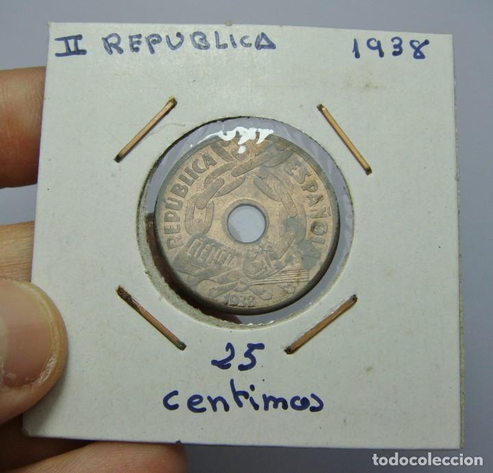 Monedas Franco: 25 C&eacute;ntimos. 2&ordf; Rep&uacute;blica. 1938. SC- - Foto 1