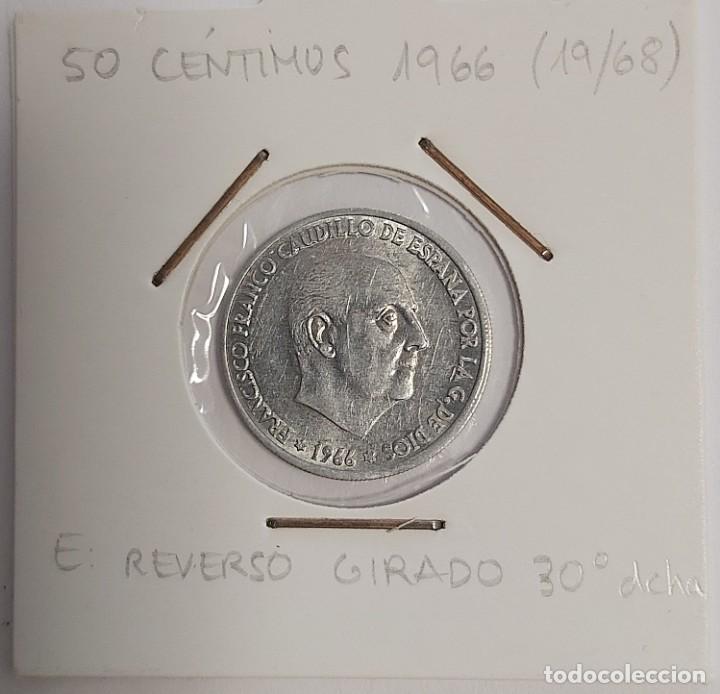 Monedas Franco: ERROR: 50 C&Eacute;NTIMOS 1966 CON REVERSO GIRADO 30&ordm; - Foto 1