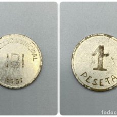 Monedas Franco: MONEDA. CONSEJO MUNICIPAL IBI. 1 PESETA. 1937. VER FOTOS. Lote 224164557