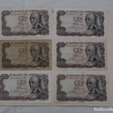 Monedas Franco: LOTE 6 BILLETES DE100 PESETAS. MANUEL DE FALLA. (1970). Lote 226297985