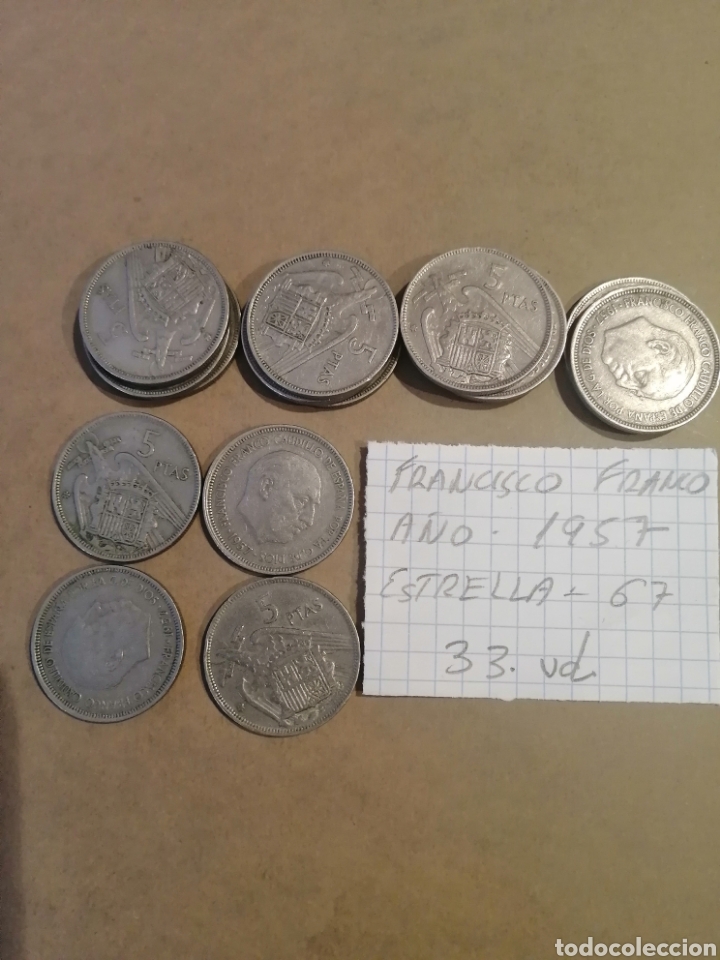 Monedas Franco: Moneda de cinco pesetas - Foto 2