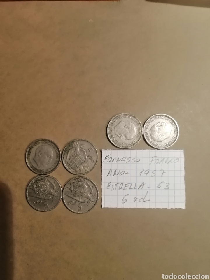 Monedas Franco: Moneda de cinco pesetas - Foto 2