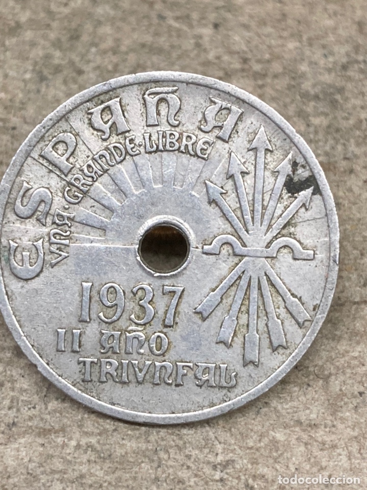 Monedas Franco: Moneda de veinticinco c&eacute;ntimos 1937 - Foto 2