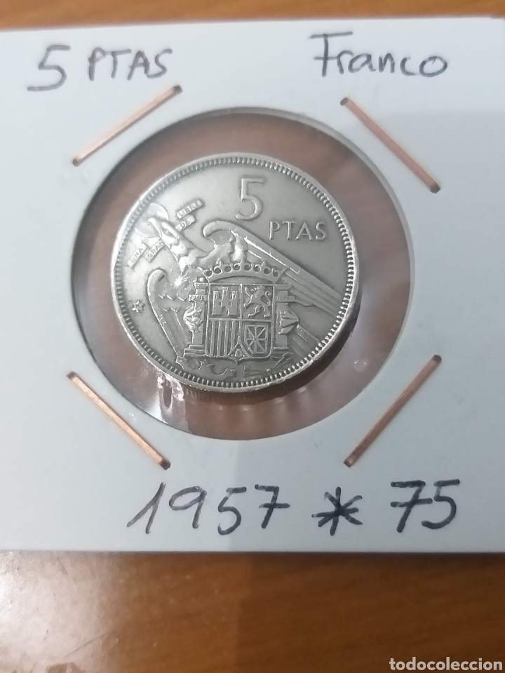 Monedas Franco: 5 Ptas 1957 *75 lee Plus Ultra - Foto 2