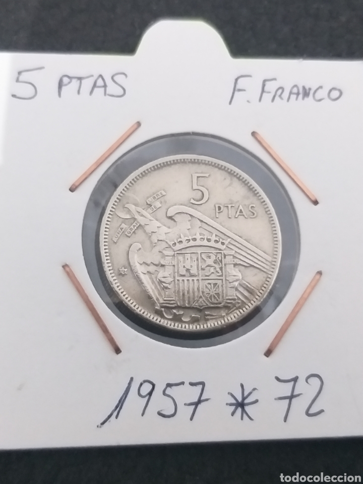 Monedas Franco: 5 Ptas 1957 *72 lee Plus Ultra - Foto 3