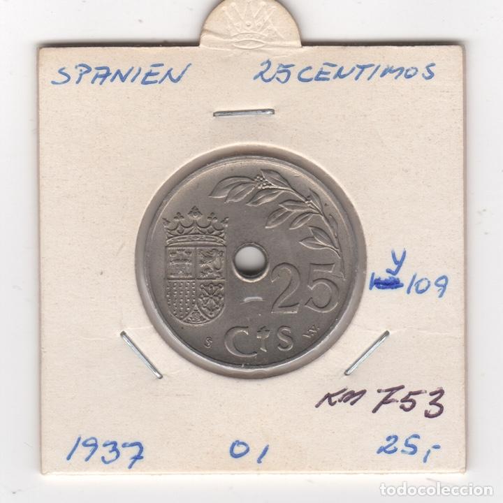 Monedas Franco: 1937 moneda 25 centimos Km 753 EBC - Foto 2
