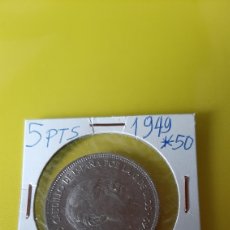 Monedas Franco: FRANCISCO FRANCO CAUDILLO ESPAÑA 5 PESETAS MODELO GRANDE 1949*19*50 NUMISMÁTICA COLISEVM