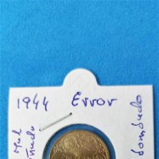 Monedas Franco: VARIANTE - ESPAÑA 1 PESETA, 1944 REVERSO MAL ACUÑADO - COSPEL ABOMBADO S/C. Lote 249360680