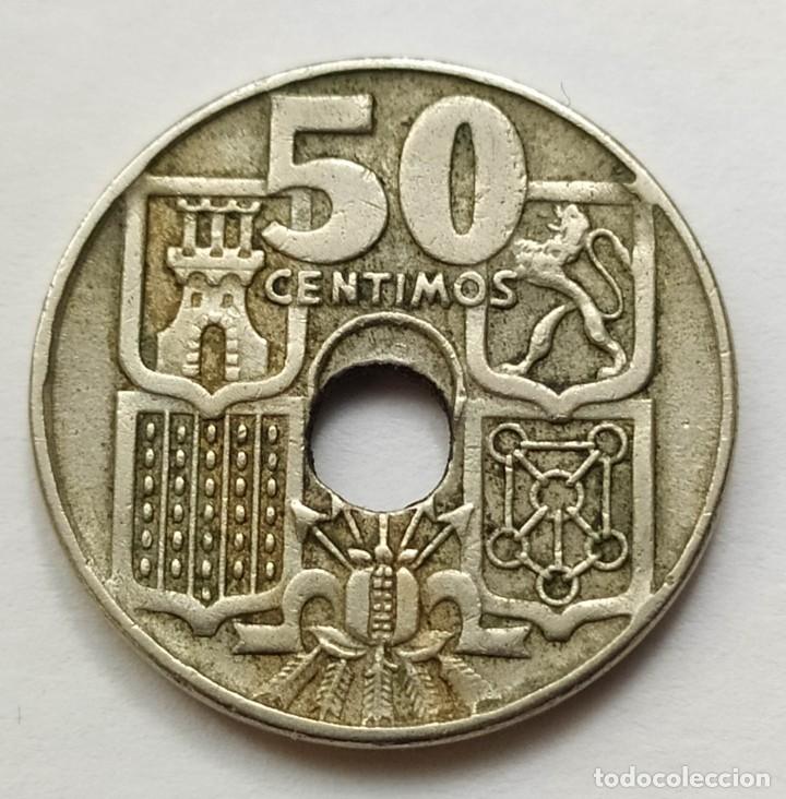 Monedas Franco: ## Error # 50 C&eacute;ntimos 1949*52 taladro desplazado ## - Foto 2