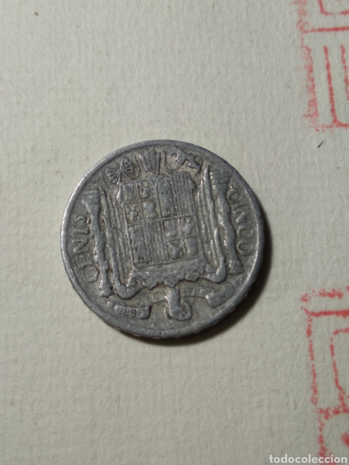 Monedas Franco: Moneda 5 cts. 1945 jinete - Foto 2