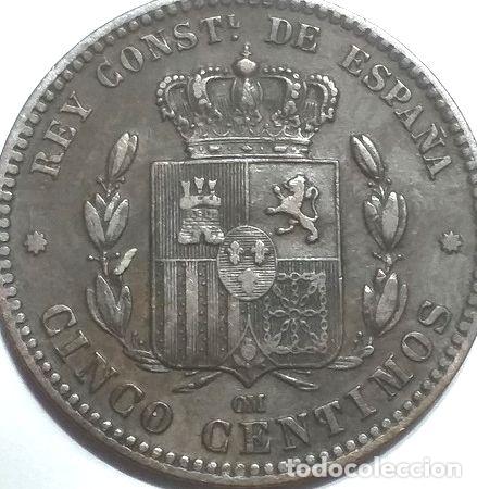 Monedas Franco: 5 centimos 1879 alfonso xii - Foto 1