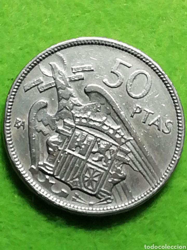 Monedas Franco: Cincuenta pesetas. 50 pesetas de 1957 serie especial BA. Primera exposición iberoamericana de numism - Foto 1 - 286873983