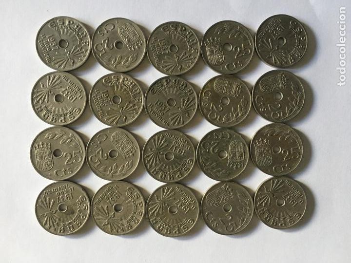 Monedas Franco: 25 centimos de 1937, 20 monedas - Foto 1