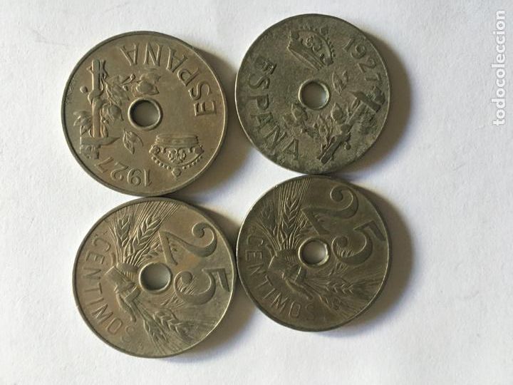 Monedas Franco: 25 centimos de 1937, 4 monedas - Foto 1