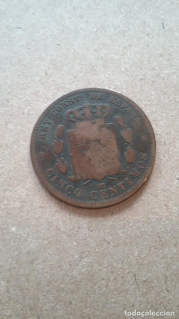 Monedas Franco: MONEDA cinco centimos a&ntilde;o 1877 (484-3) - Foto 2