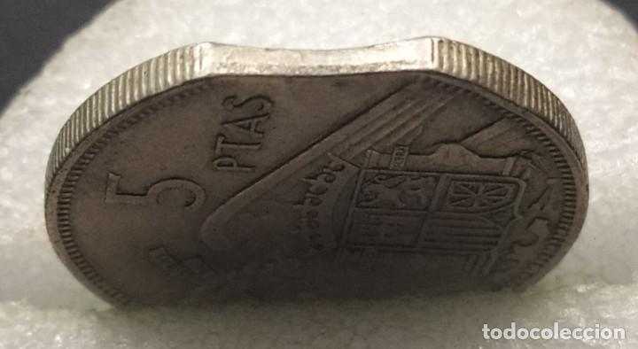 Monedas Franco: ## Error 5 Pesetas 1957 estrella 75 Cospel segmentado ## - Foto 1