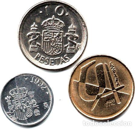 Monedas Franco: espana lote 3 monedas 1 5 y 10 ptas 1992 m052 - Foto 1