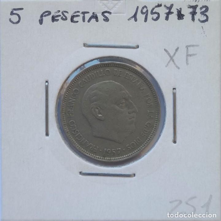 Monnaies Franco: 5 Pesetas 1957 * 73 XF Espa&ntilde;a Francisco Franco Ref.M251