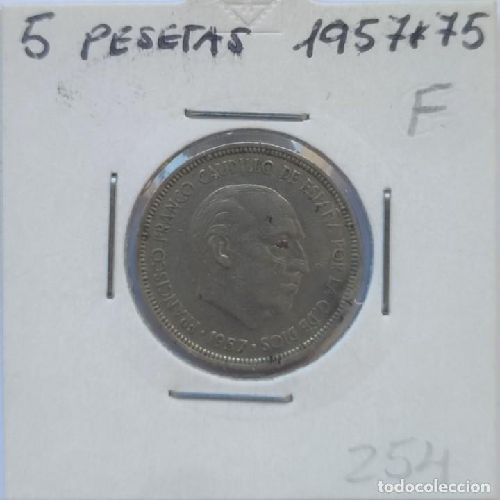 Monnaies Franco: 5 Pesetas 1957 * 75 VF Espa&ntilde;a Francisco Franco Ref.M254