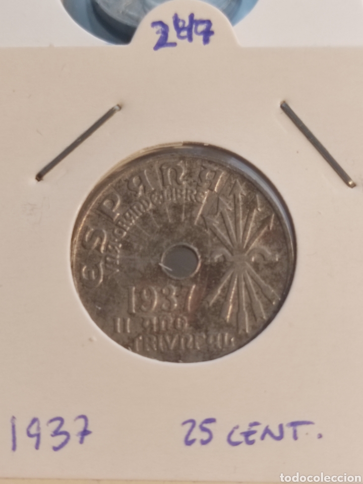 Monedas Franco: 247) Moneda 25 centimos 1937 - Foto 1