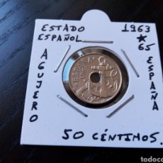 Monedas Franco: MONEDA ESPAÑA 50 CENTIMOS ANCLA 1963 ESTRELLA 65 EBC ENCARTONADA. Lote 310579138