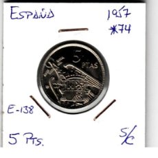 Monedas Franco: E0138 MONEDA ESPAÑA 5 PESETAS 1957 ESTRELLA 74 SIN CIRCULAR 3. Lote 313005538