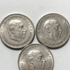 Monedas Franco: 3 MONEDAS DE 5 PESETAS DE 1949 ESTRELLA 49. MBC + A MBC.. Lote 313010498