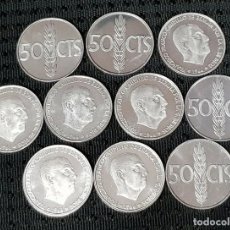 Monedas Franco: FRANCO LOTE DE 10 MONEDAS DE 50 CÉNTIMOS PROOF AÑO 1975 EDICIÓN 1966. AUTENTICAS. Lote 314547888