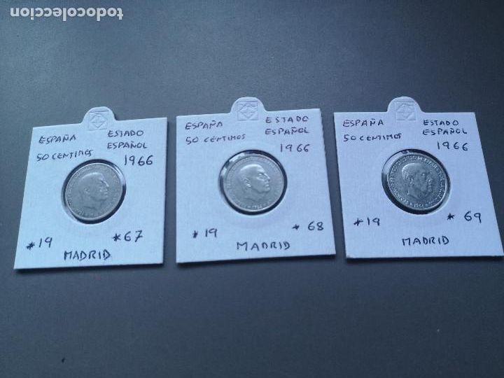 Monedas Franco: LOTE 3 MONEDAS 50 CENTIMOS 1966 - Foto 1