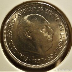 Monedas Franco: A93/ 5 PESETAS FRANCO 1957 *70 SIN CIRCULAR DE CARTUCHO CON PLUS. Lote 375069419