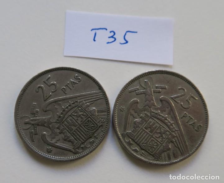 M&uuml;nzen unter Franco: Dos monedas de 25 pesetas de 1957. *64 y *70. (Ref.T35).
