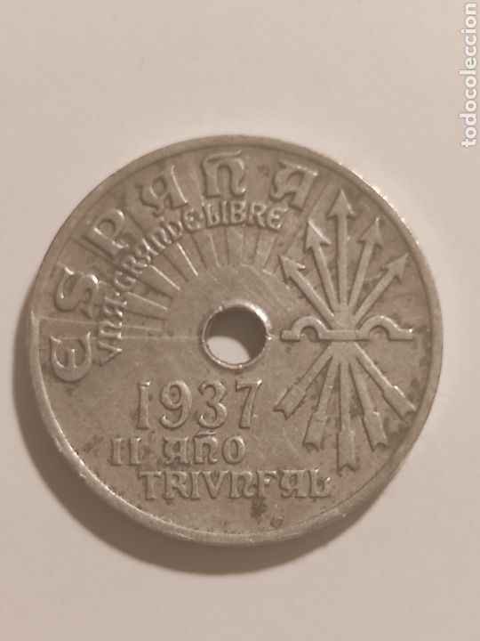 Monedas Franco: Moneda 25 c&eacute;ntimos 1937 - Foto 2