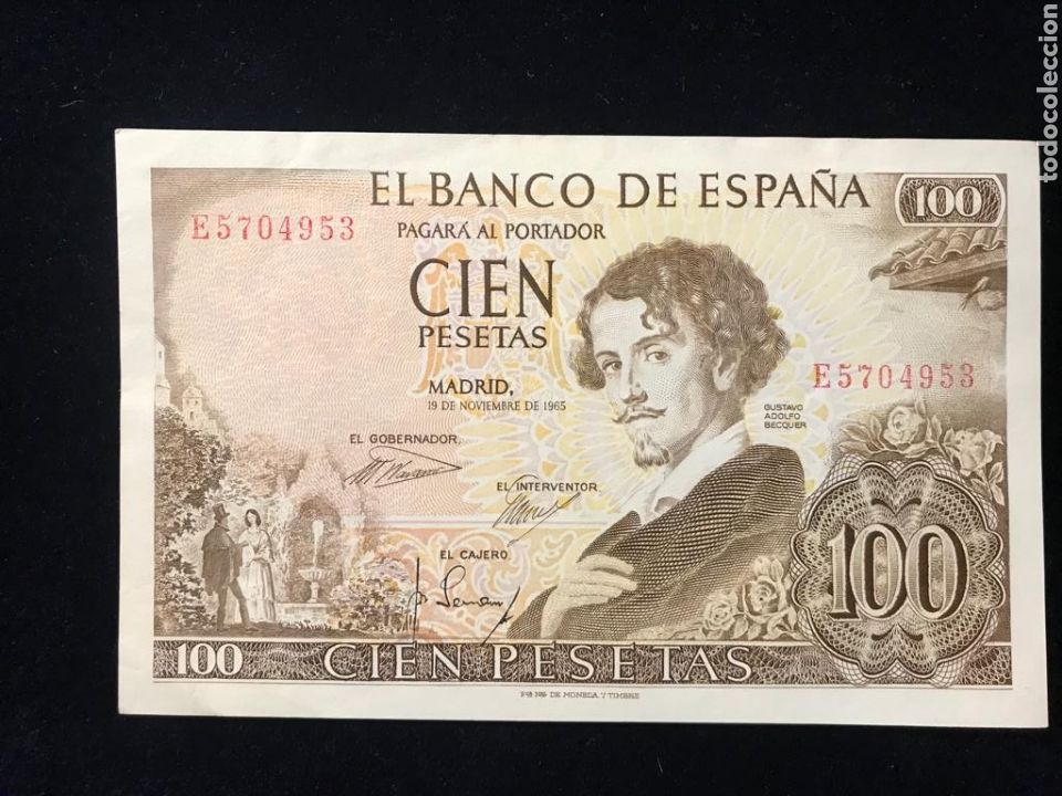 M&uuml;nzen unter Franco: Billete de 100 pesetas 1965 sin circular SERIE E